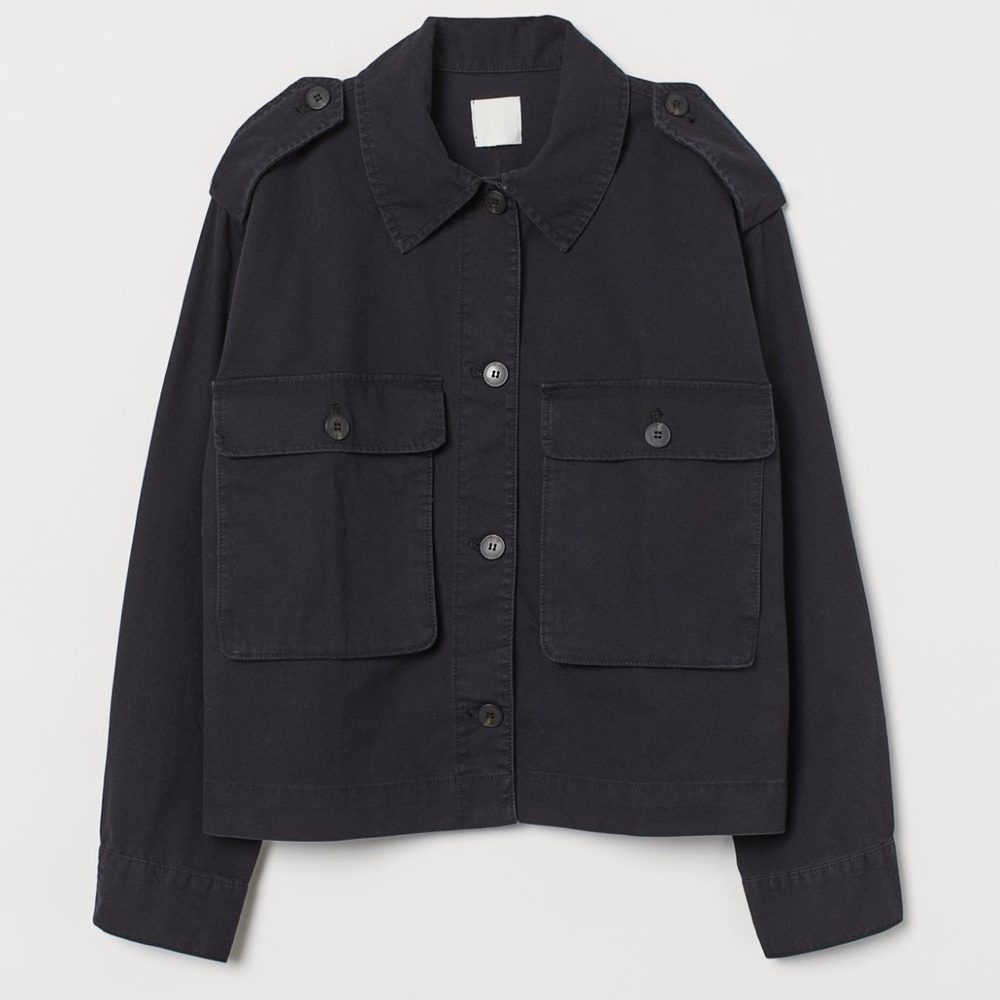 H&M BRAND NEW TAGS WOMEN STRAIGHT CUT JACKET SHORT OVERSIZED BUTTON 100% COTTON